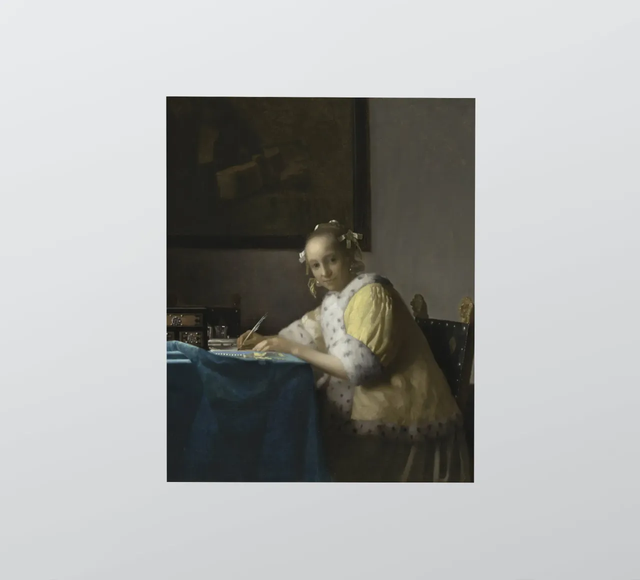 Johannes Vermeer - Eine schreibende Frau, 1665 Sticker von Timeless Artworks