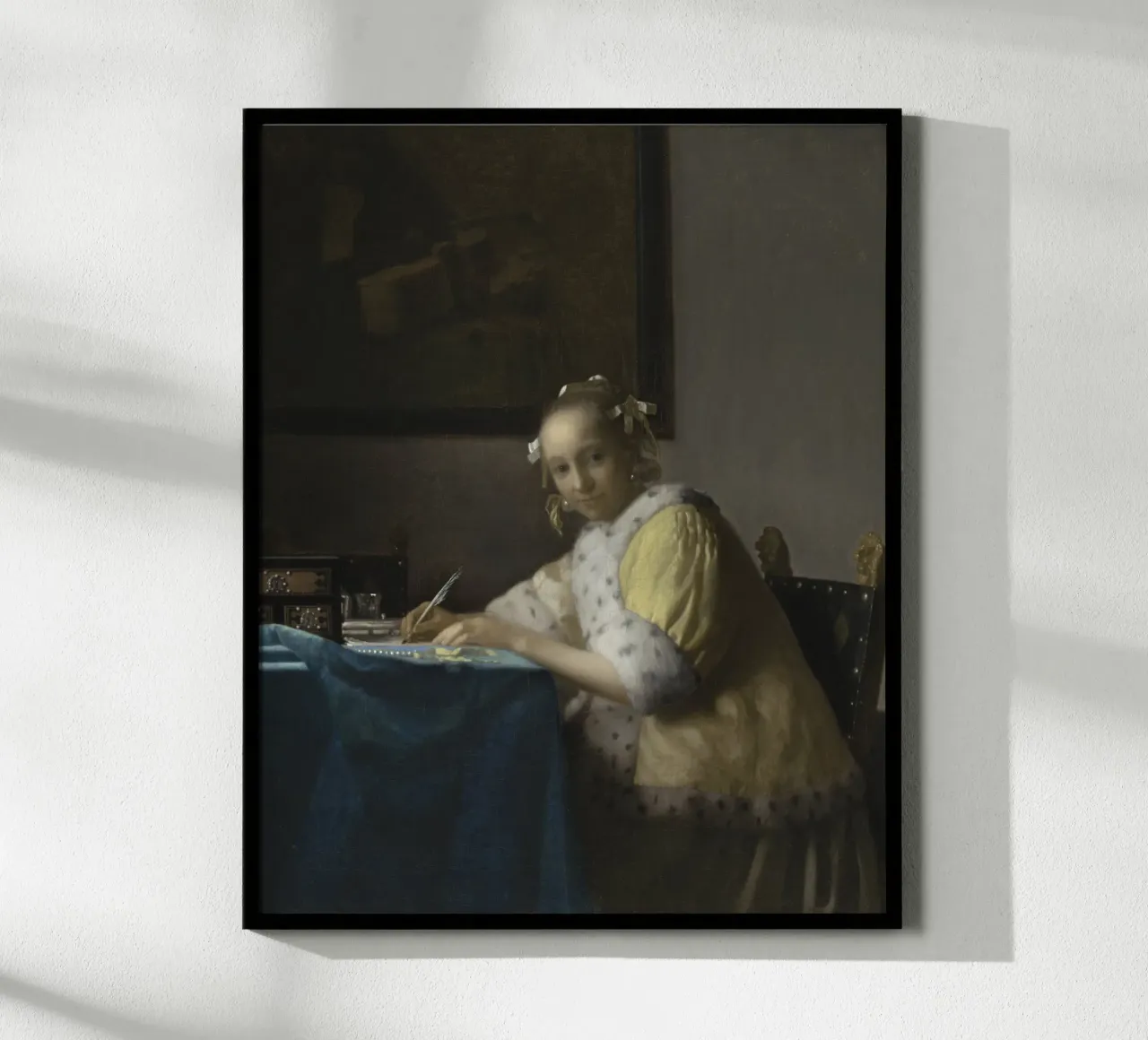 Johannes Vermeer - Una donna che scrive, 1665 carta hahnemühle da Timeless Artworks