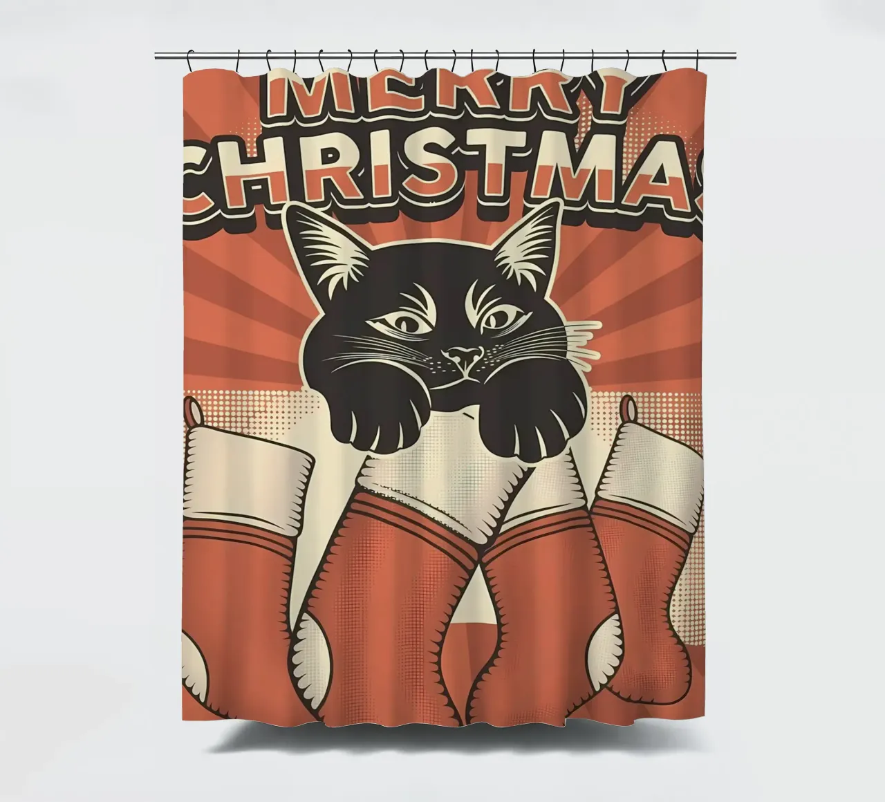 Calcetines Felinos Feliz Navidad cortina de baño de Monique A Hooper