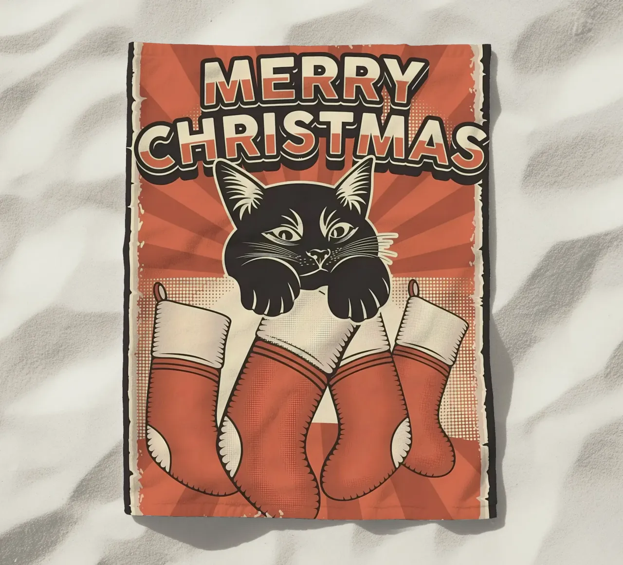 Calzini per gatti di Buon Natale telo mare da Monique A Hooper