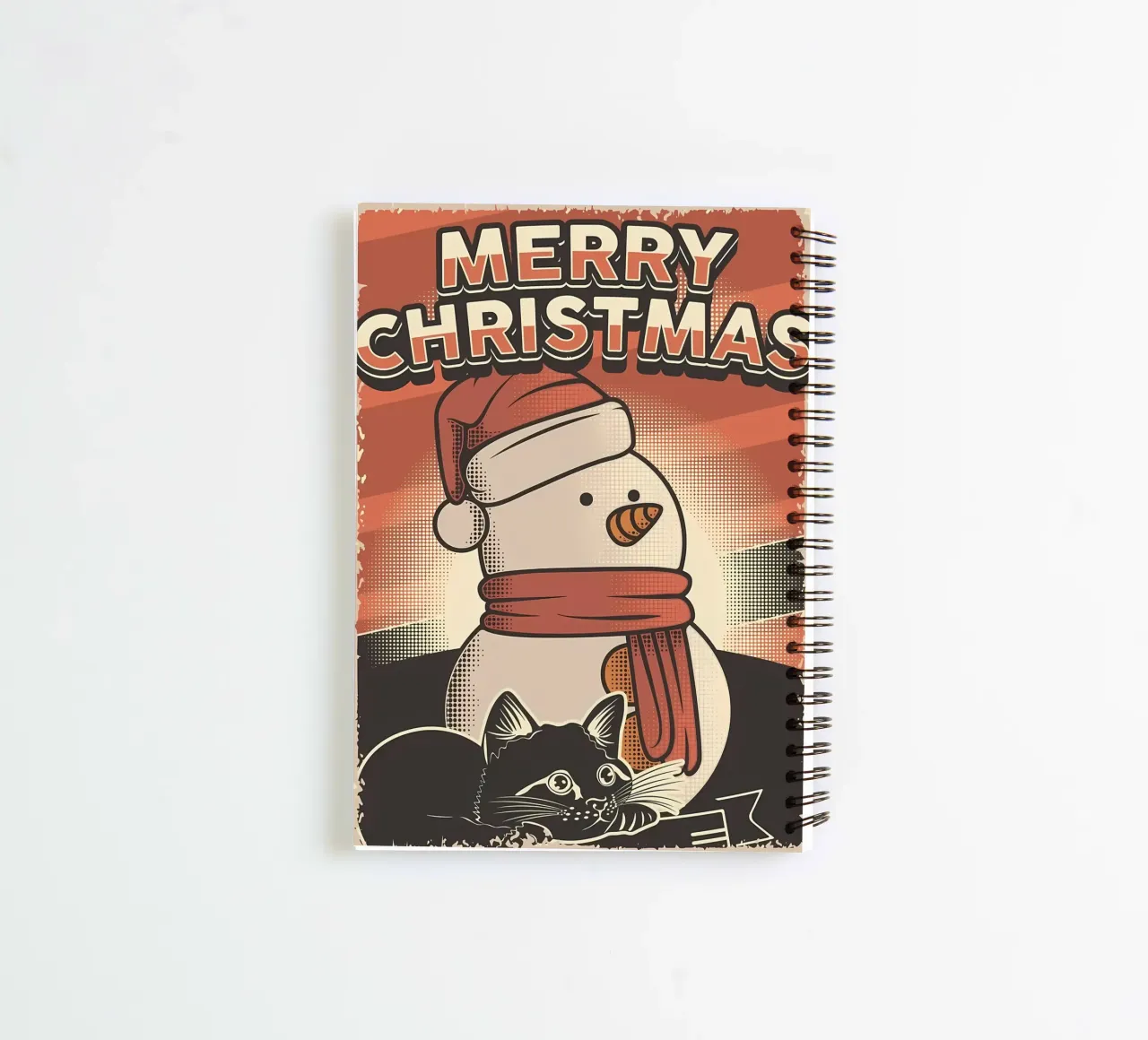Gato de Navidad Muñeco de nieve cuaderno de espiral de Monique A Hooper