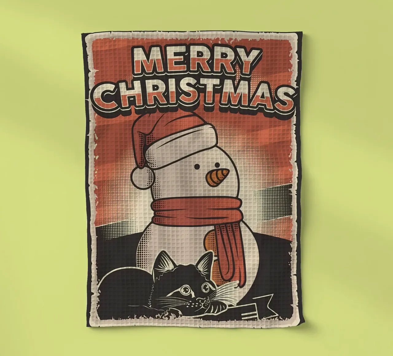 Gato de Navidad Muñeco de nieve paño de cocina de Monique A Hooper