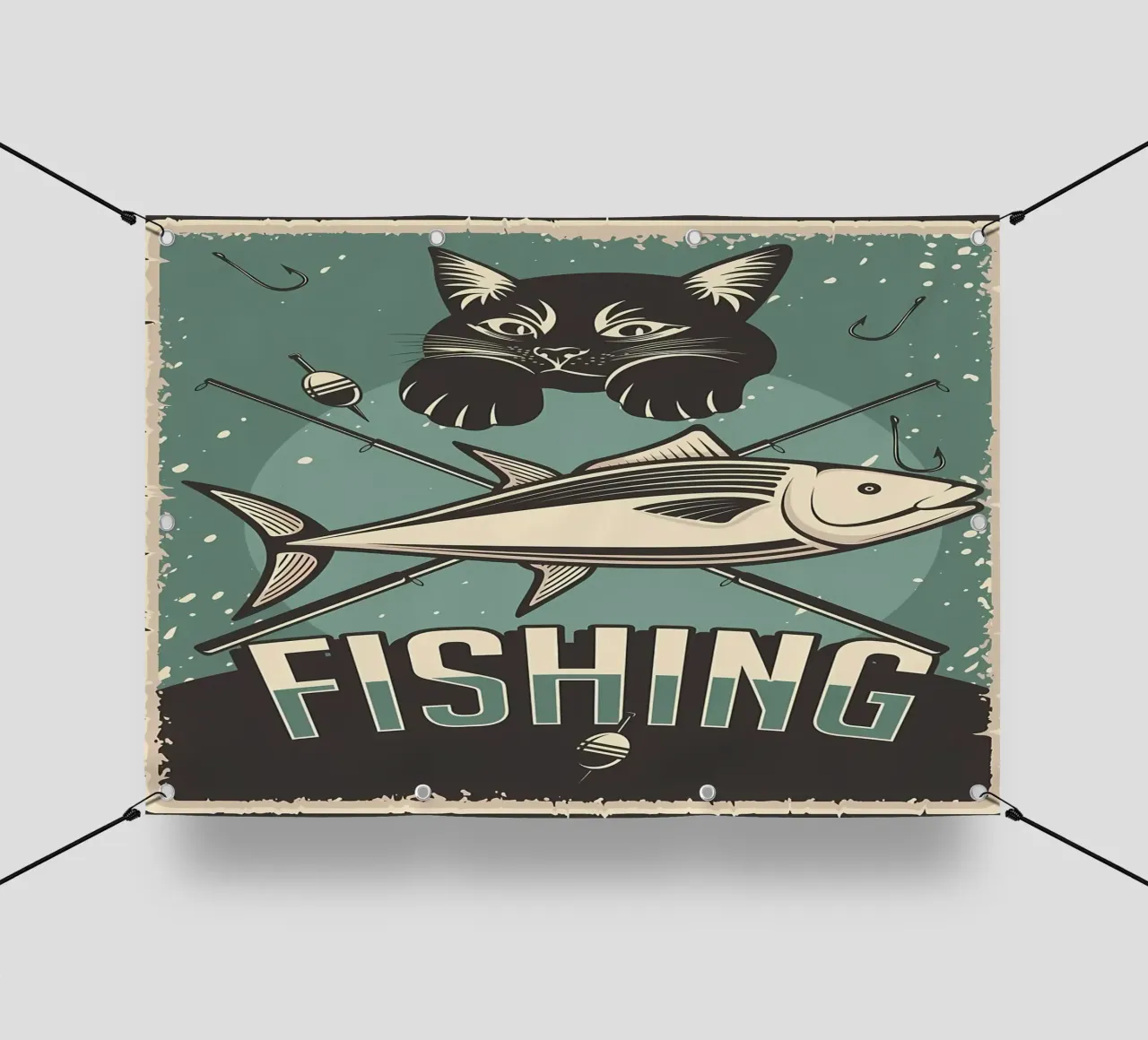 Gatto da pesca d'epoca telo in pvc da Monique A Hooper