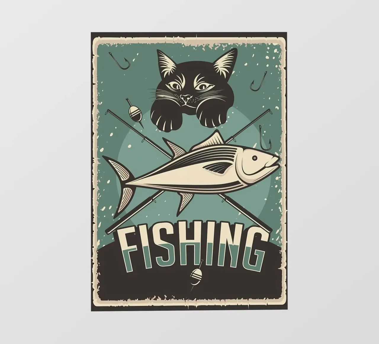Gatto da pesca d'epoca telo in pvc da Monique A Hooper