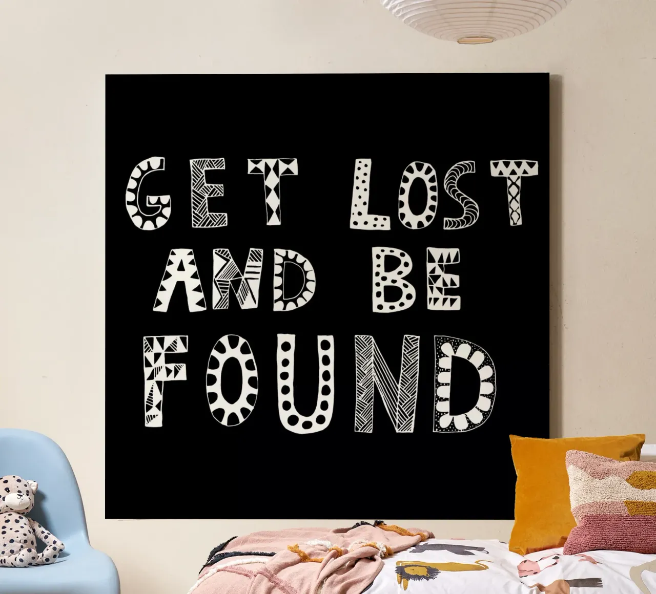 Get Lost and Be Found Black tela con Cornice a cassetta da Vasare Nar