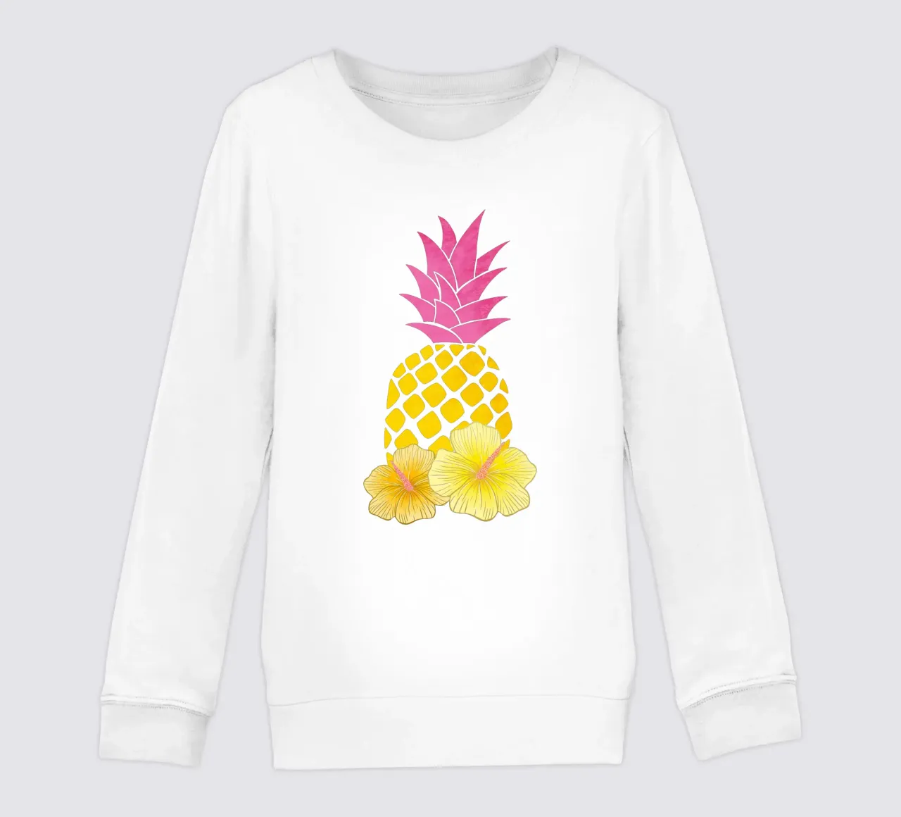 Ananas e vibrazioni estive in giallo e rosa felpa bambino da CalliLetters