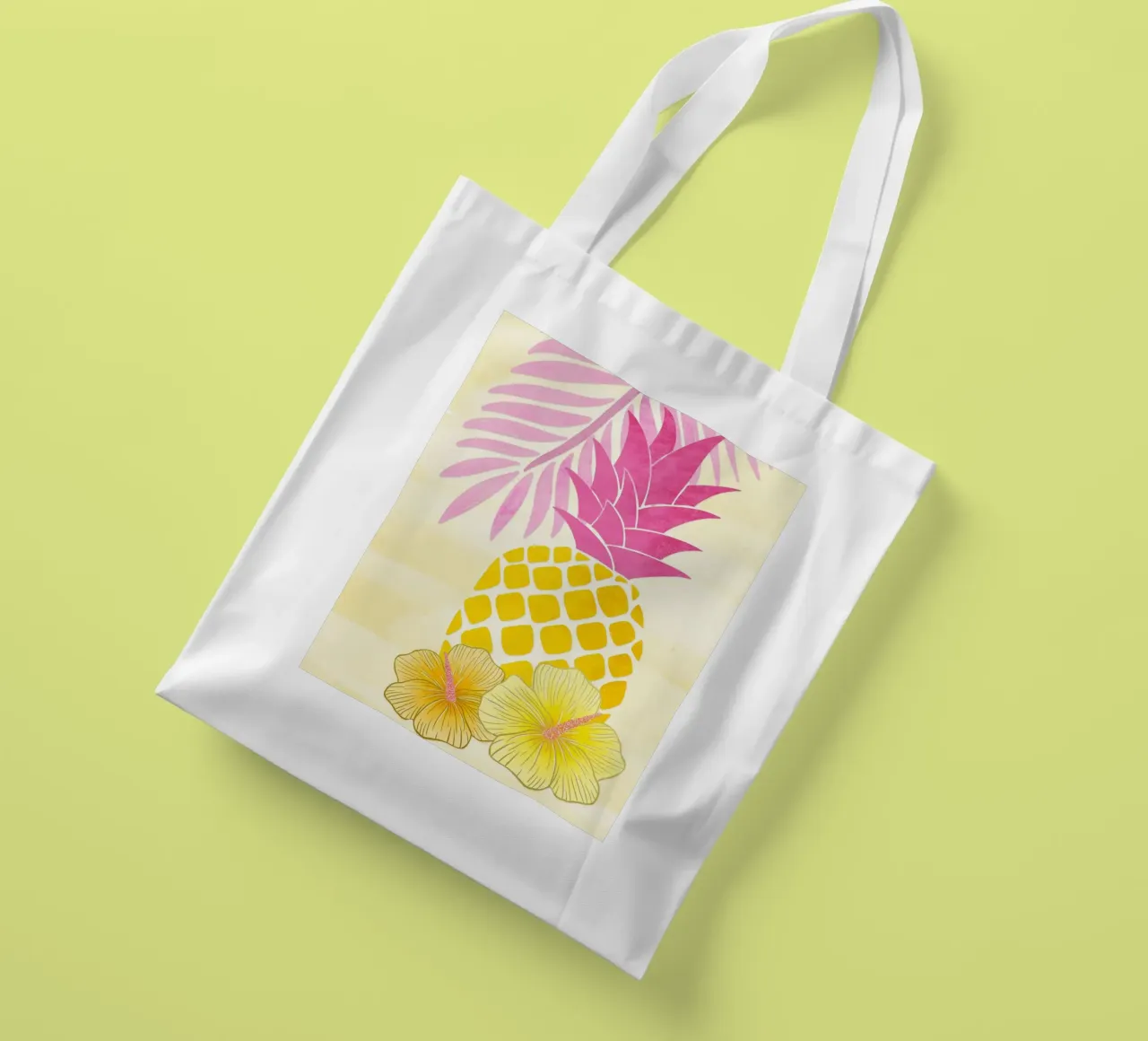 Ananas e vibrazioni estive in giallo e rosa borsa in juta da CalliLetters