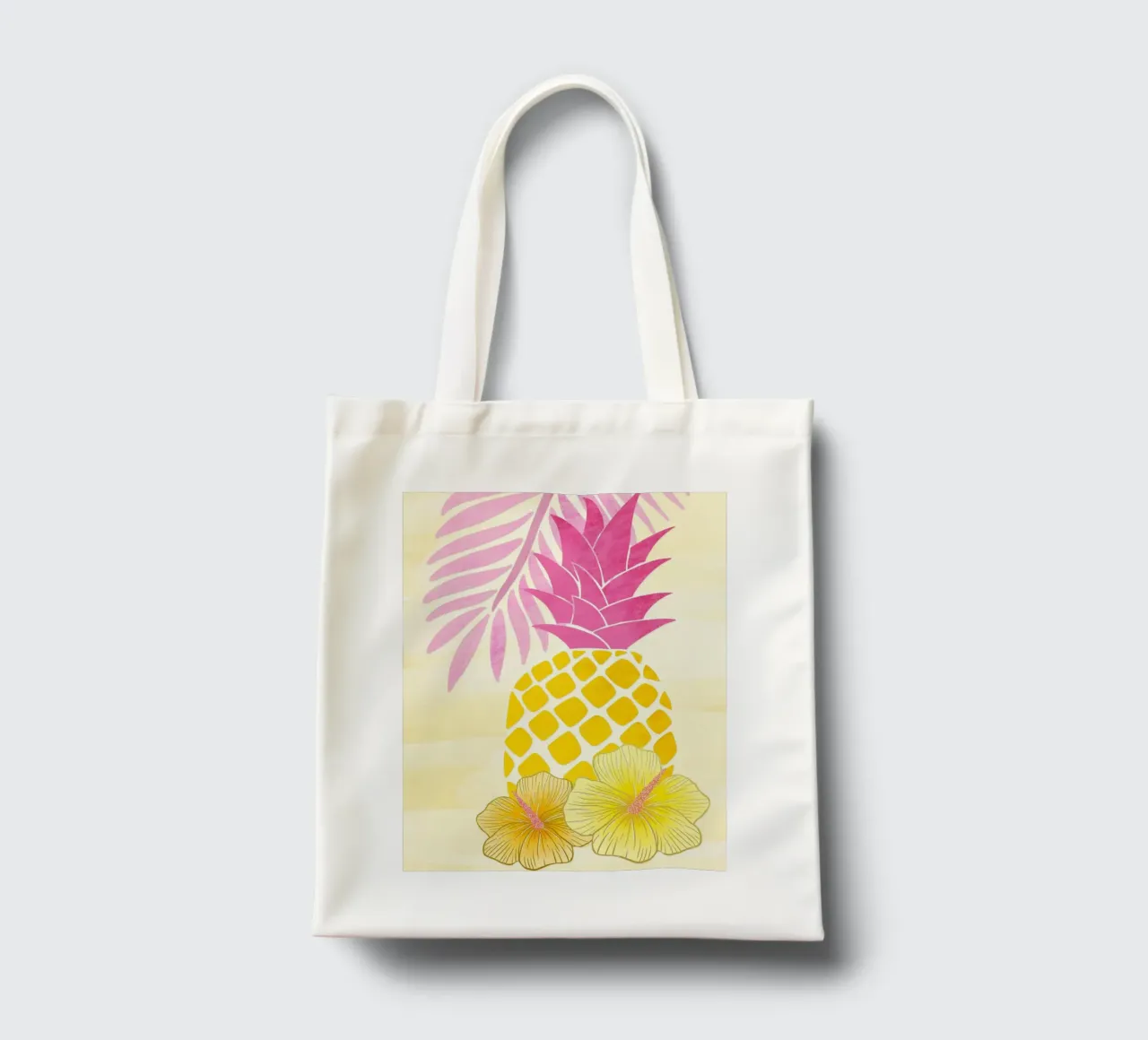 Ananas e vibrazioni estive in giallo e rosa borsa in juta da CalliLetters