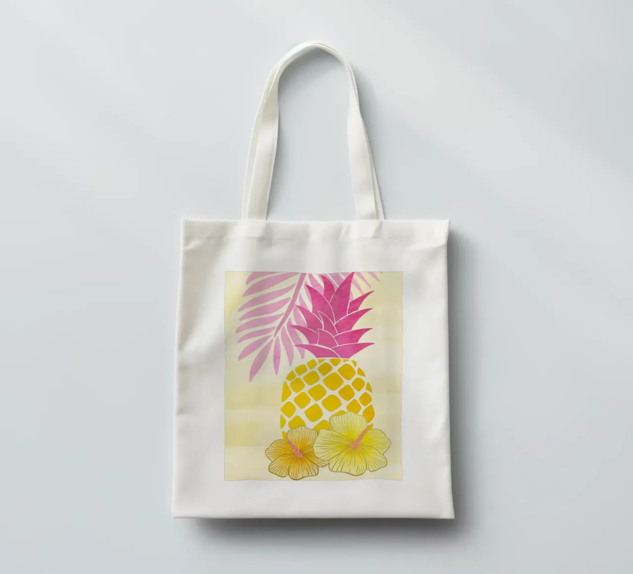 Ananas e vibrazioni estive in giallo e rosa borsa in juta da CalliLetters