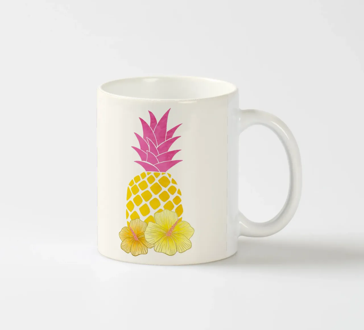 Ananas e vibrazioni estive in giallo e rosa tazza in ceramica da CalliLetters