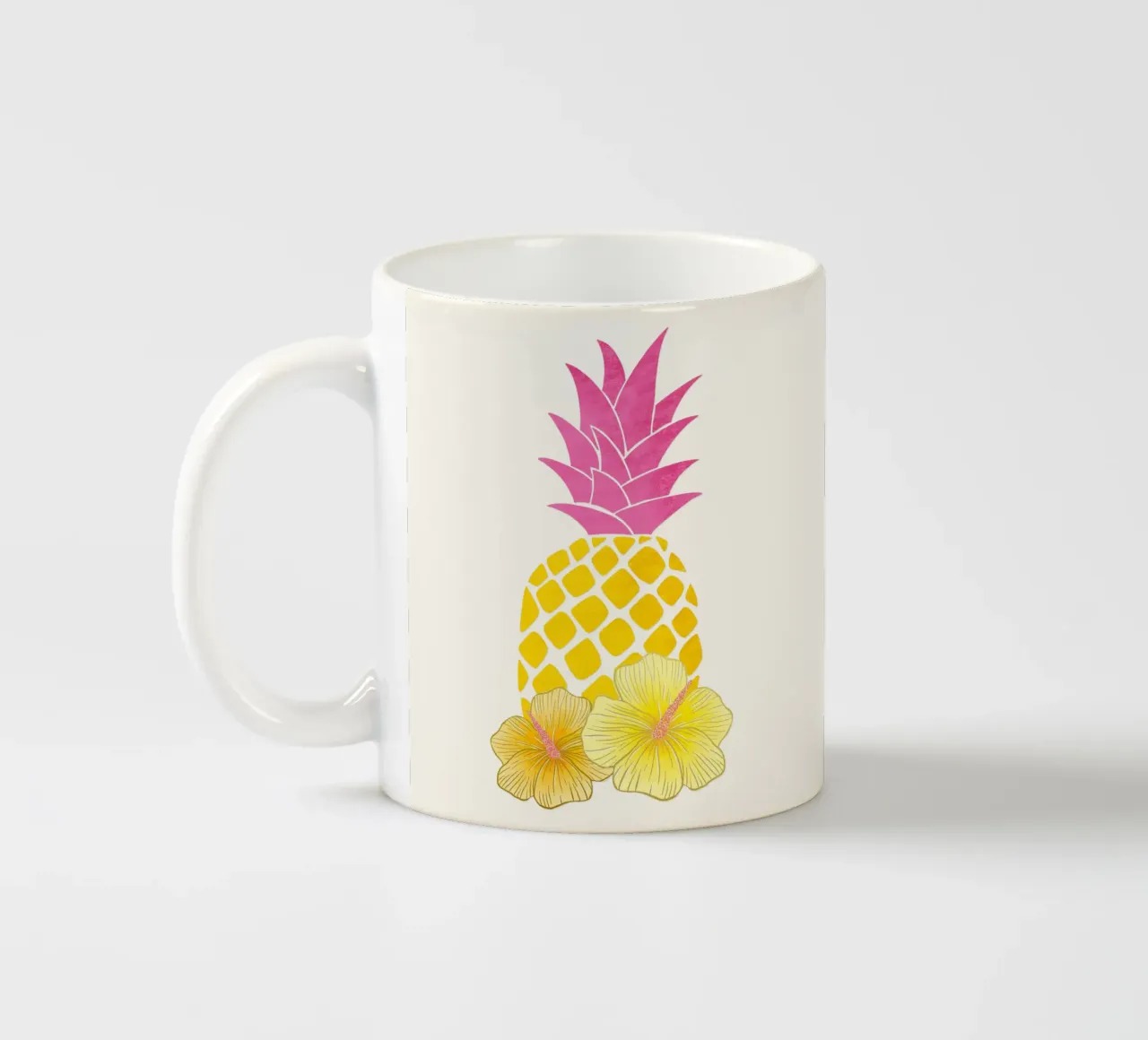 Ananas e vibrazioni estive in giallo e rosa tazza in ceramica da CalliLetters