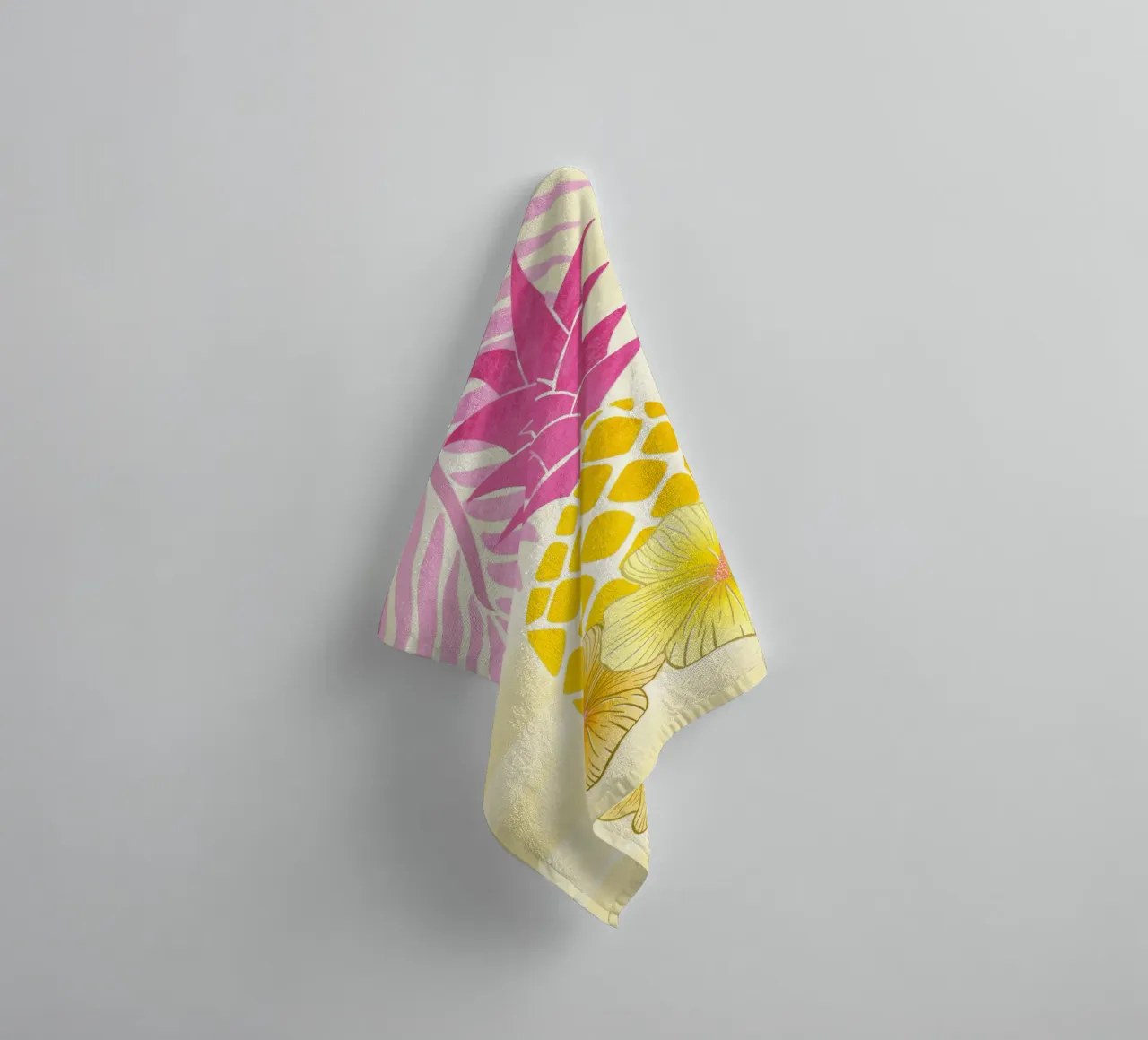 Pineapple and summer vibes in yellow and pink towel by CalliLetters