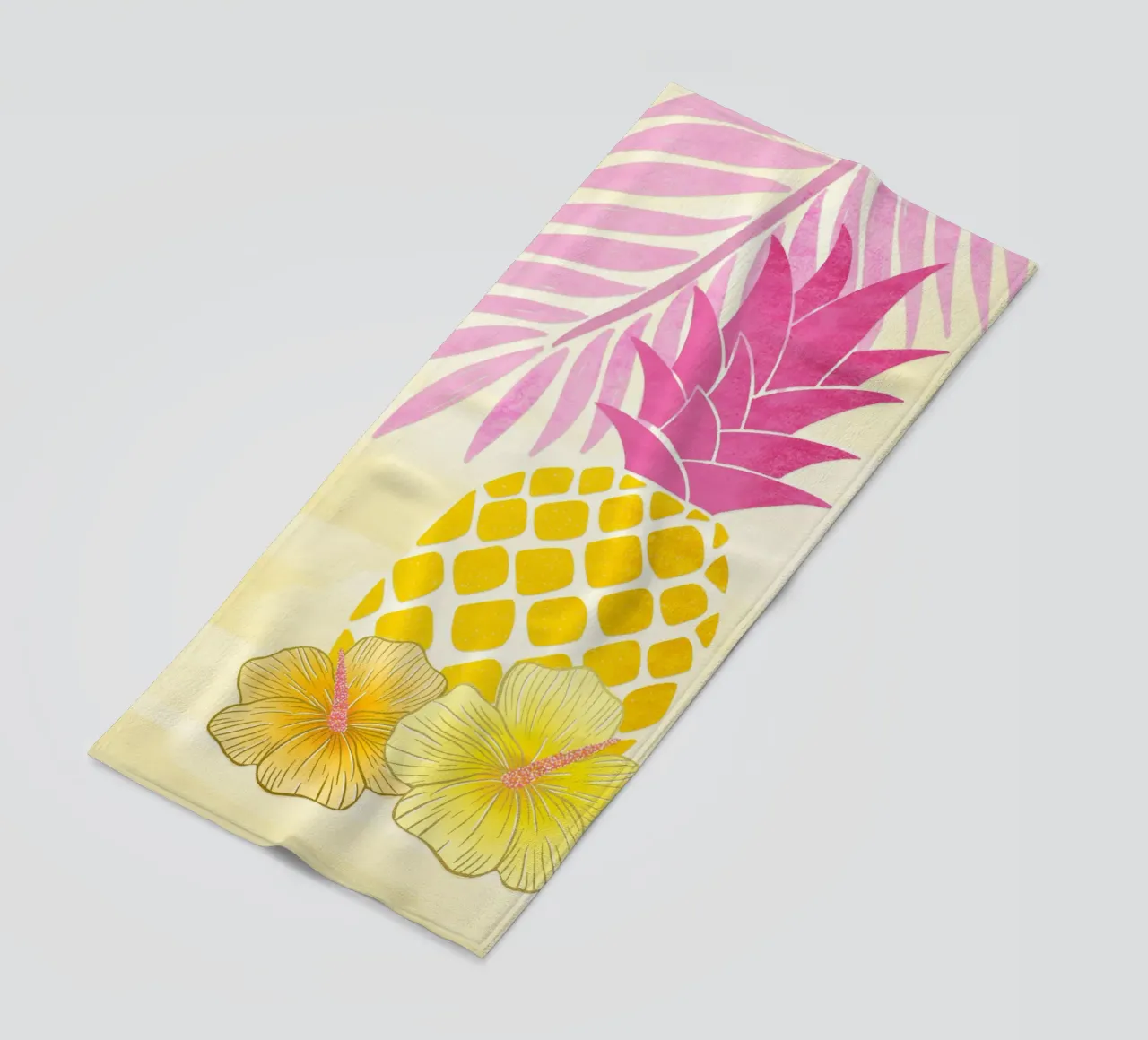Ananas e vibrazioni estive in giallo e rosa telo mare da CalliLetters