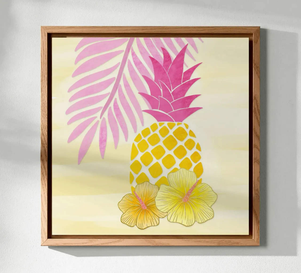 Ananas e vibrazioni estive in giallo e rosa alluminio dibond da CalliLetters