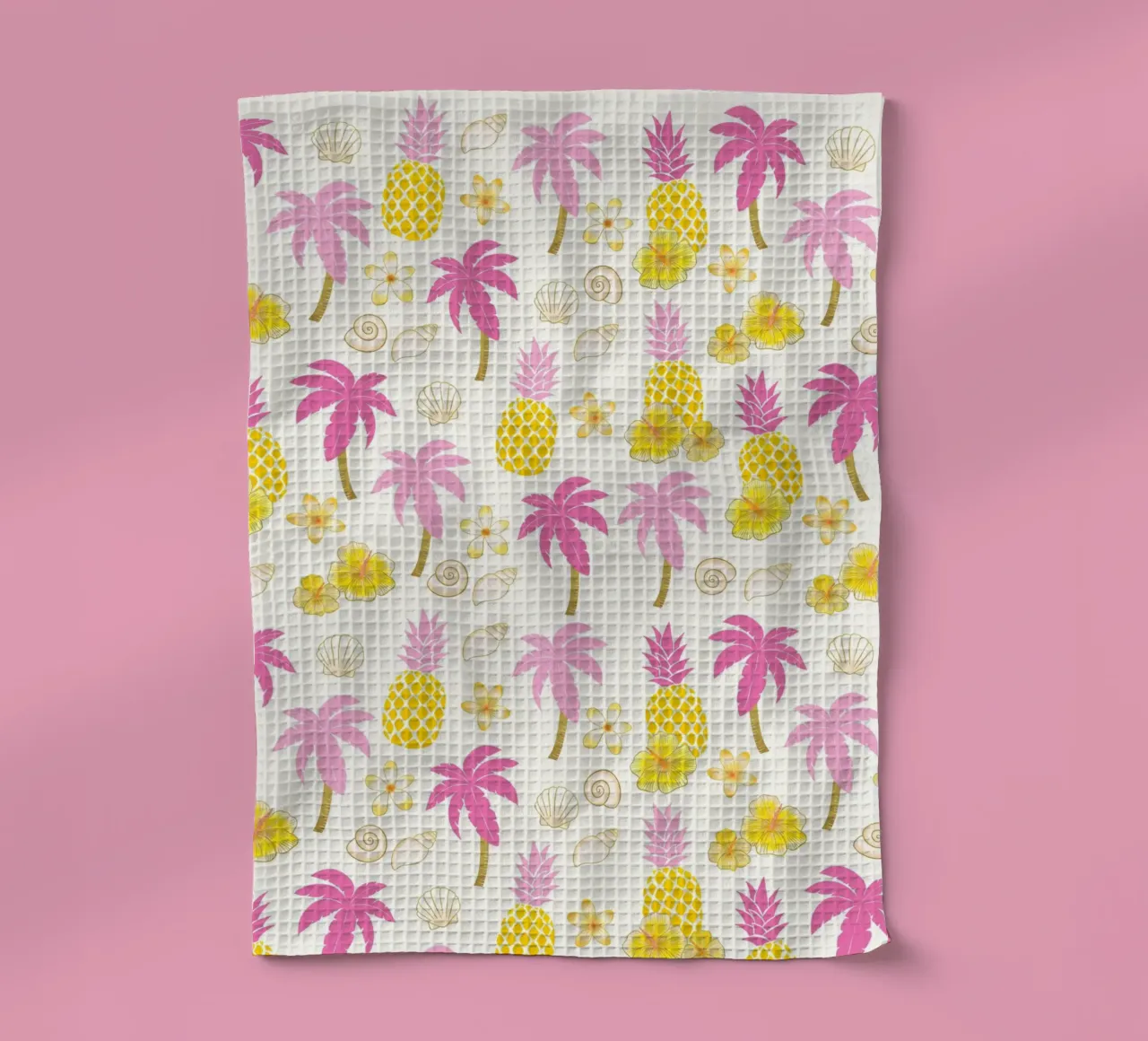 Ananas et Summer Vibes en jaune et rose torchon de CalliLetters