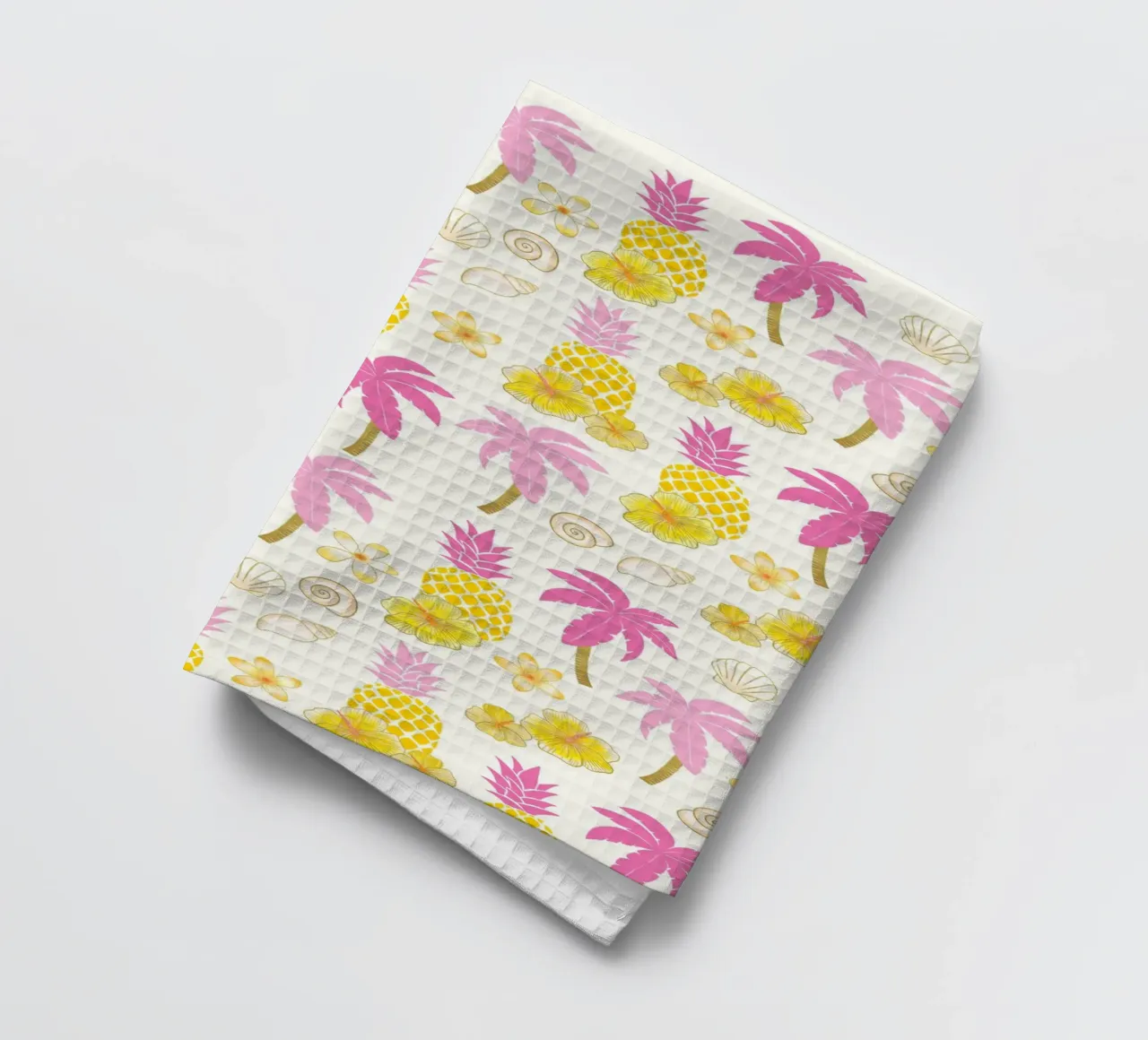 Ananas et Summer Vibes en jaune et rose torchon de CalliLetters