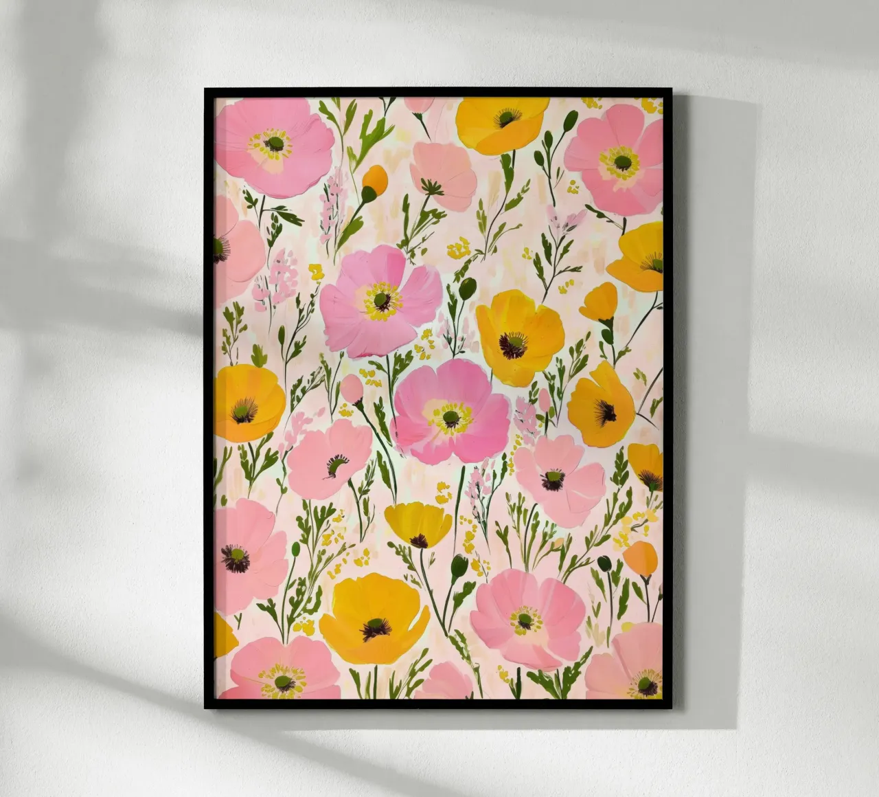 Papavero rosa d'epoca Primavera Fiore astratto Floreale massimalista poster con telaio in alluminio da Gentle Echoes Art