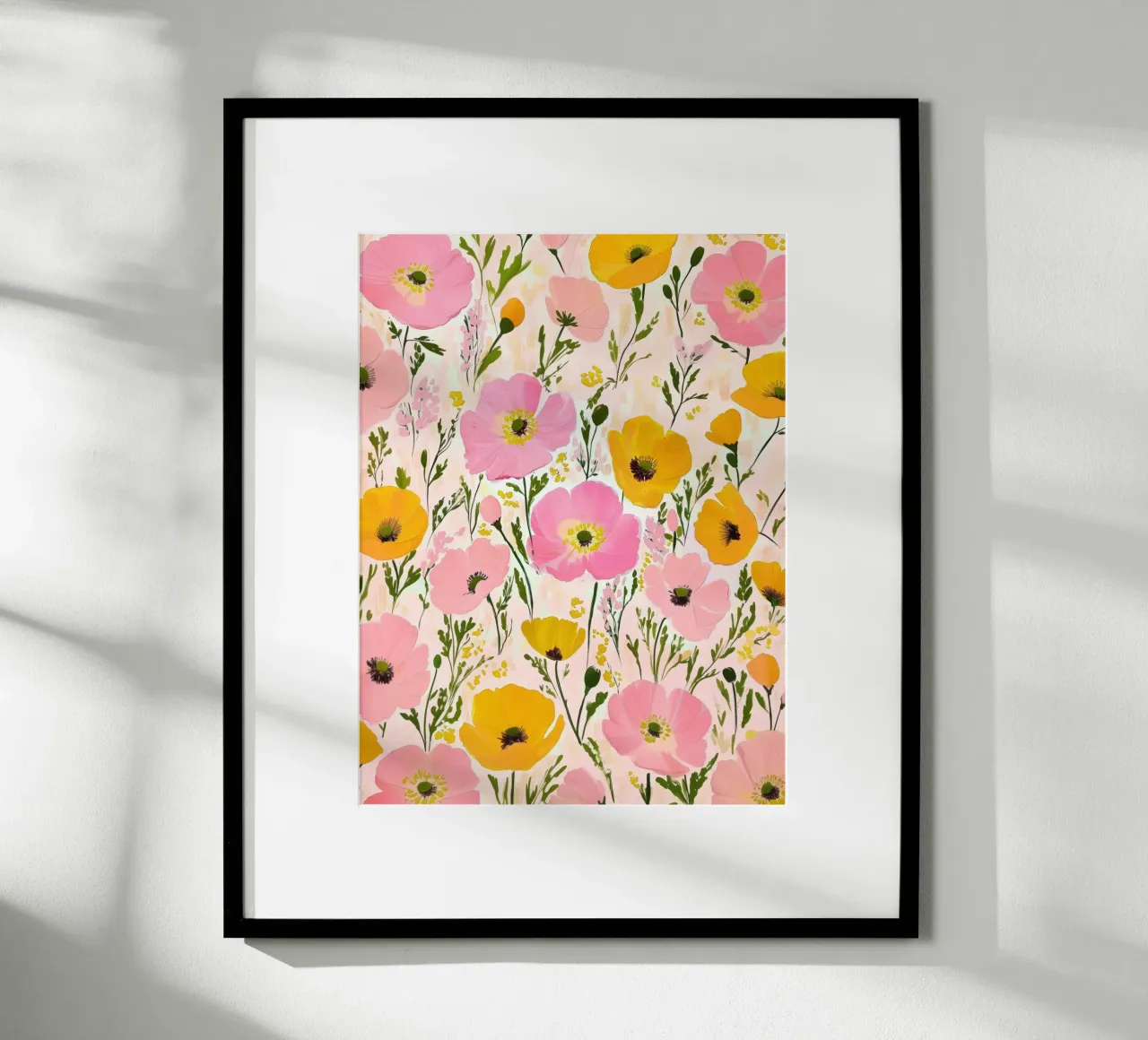 Papavero rosa d'epoca Primavera Fiore astratto Floreale massimalista poster con telaio in alluminio da Gentle Echoes Art