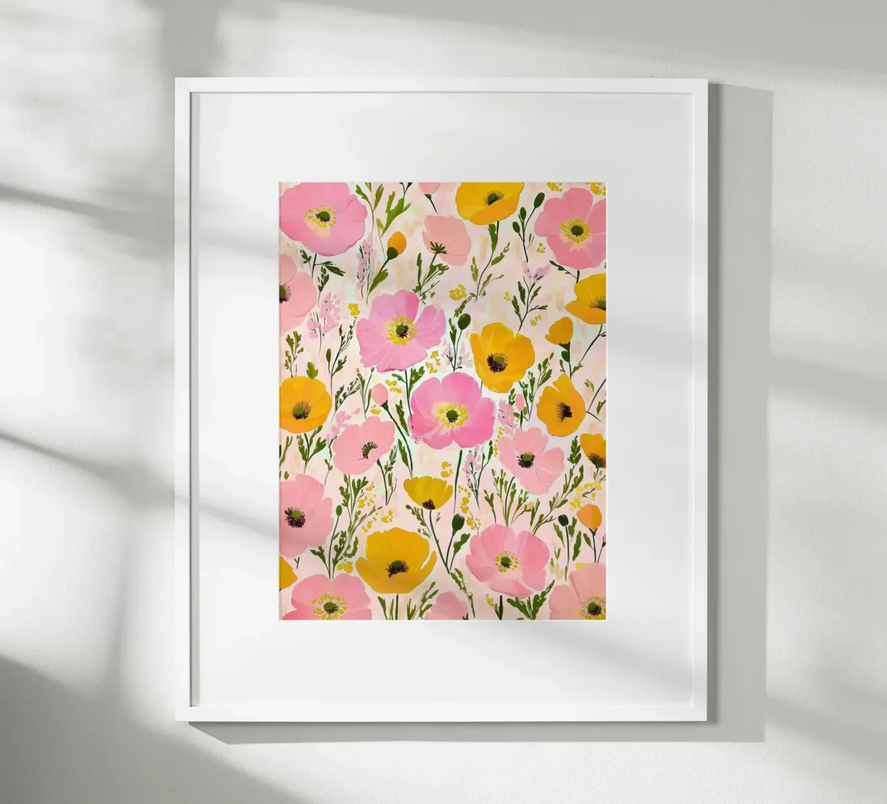Papavero rosa d'epoca Primavera Fiore astratto Floreale massimalista poster con telaio in alluminio da Gentle Echoes Art
