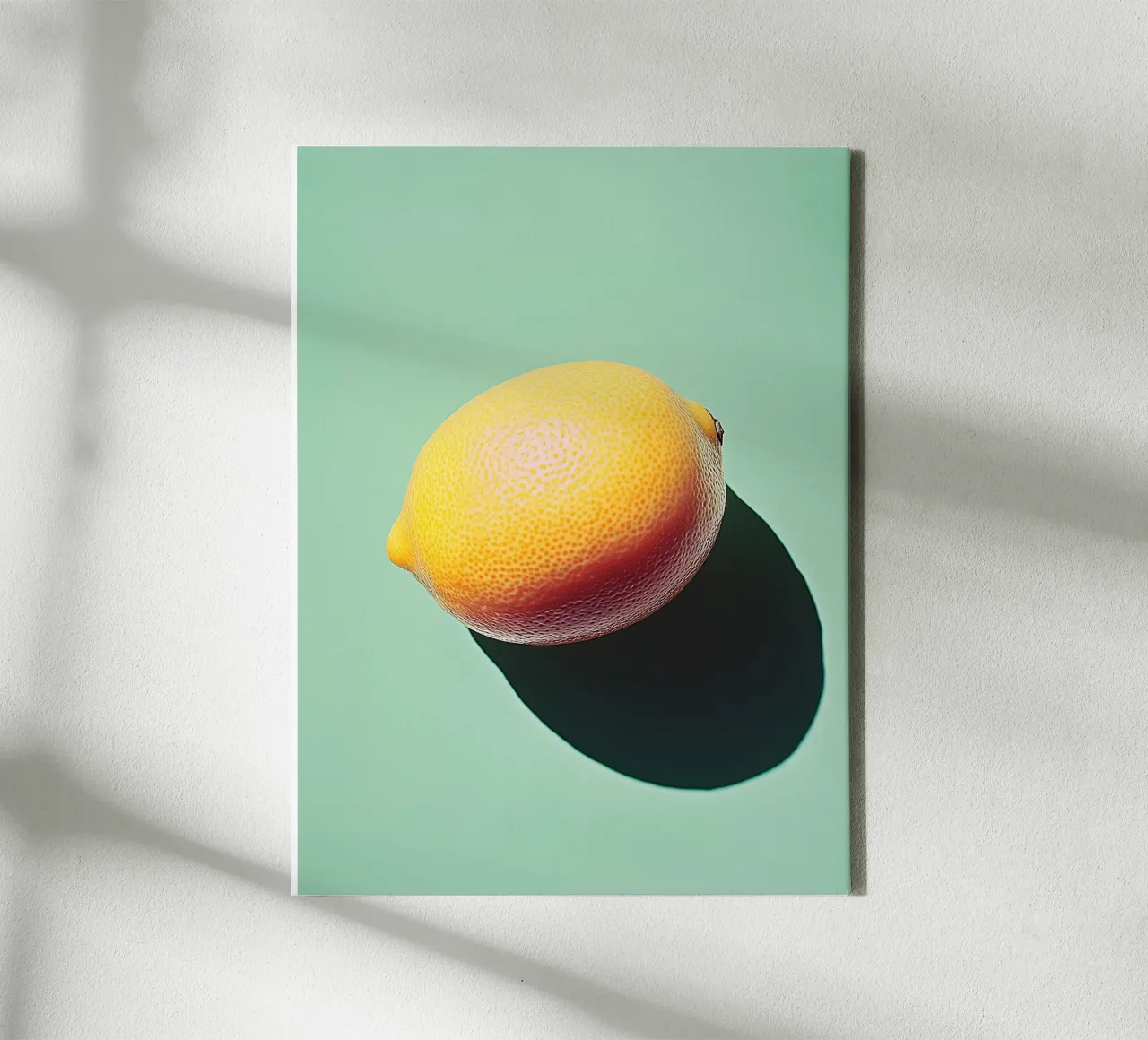 Zitrone auf grünem Hintergrund Leinwand von Spice & Style