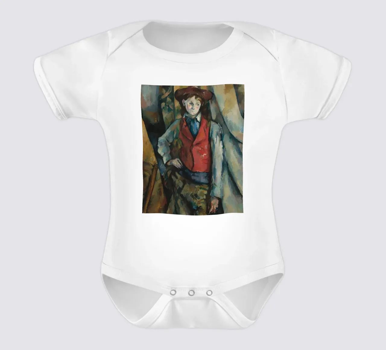 Paul Cézanne - Ragazzo con gilet rosso body neonato maniche corte da Timeless Artworks
