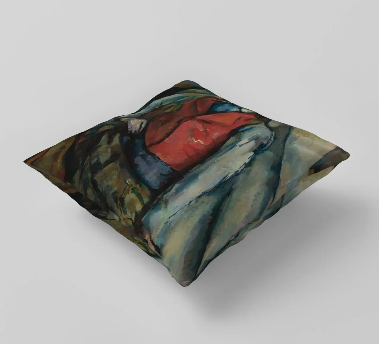 Paul Cézanne - Ragazzo con gilet rosso cuscino da Timeless Artworks