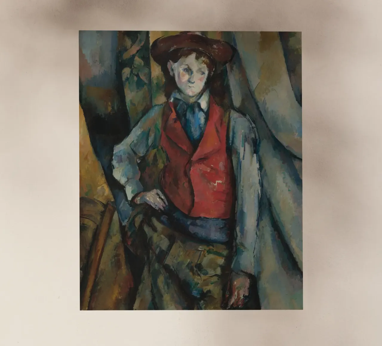 Paul Cézanne - Ragazzo con gilet rosso pellicola backlit da Timeless Artworks