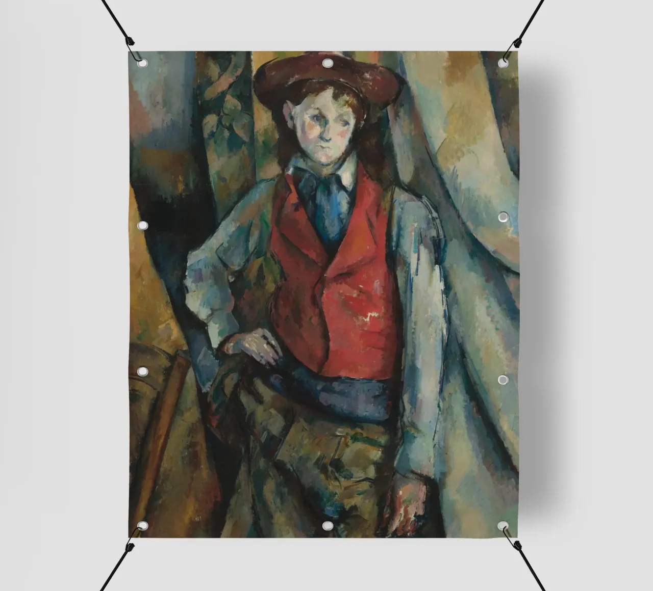 Paul Cézanne - Ragazzo con gilet rosso telo in pvc da Timeless Artworks