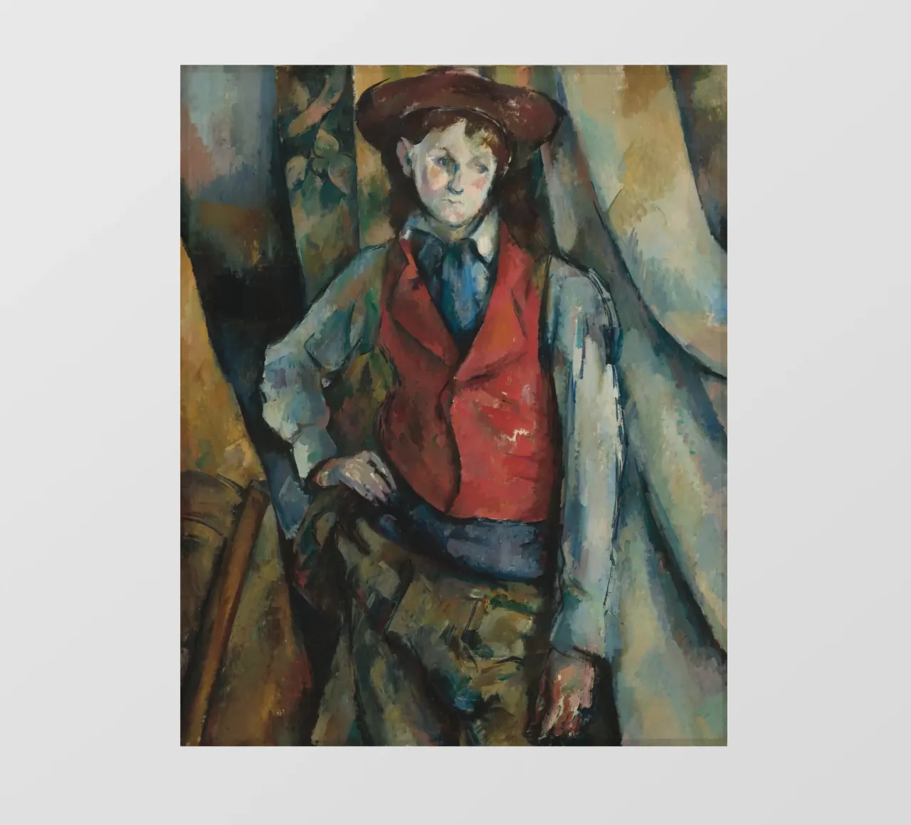 Paul Cézanne - Ragazzo con gilet rosso telo in pvc da Timeless Artworks
