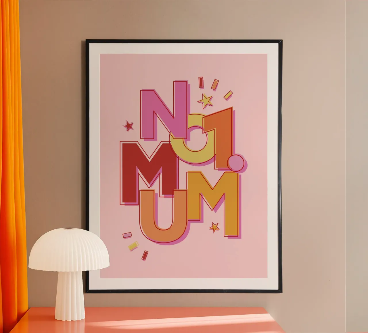 No. 1 Mum Typography Art Print - Mother's Day Gift poster con telaio in alluminio da showmemars