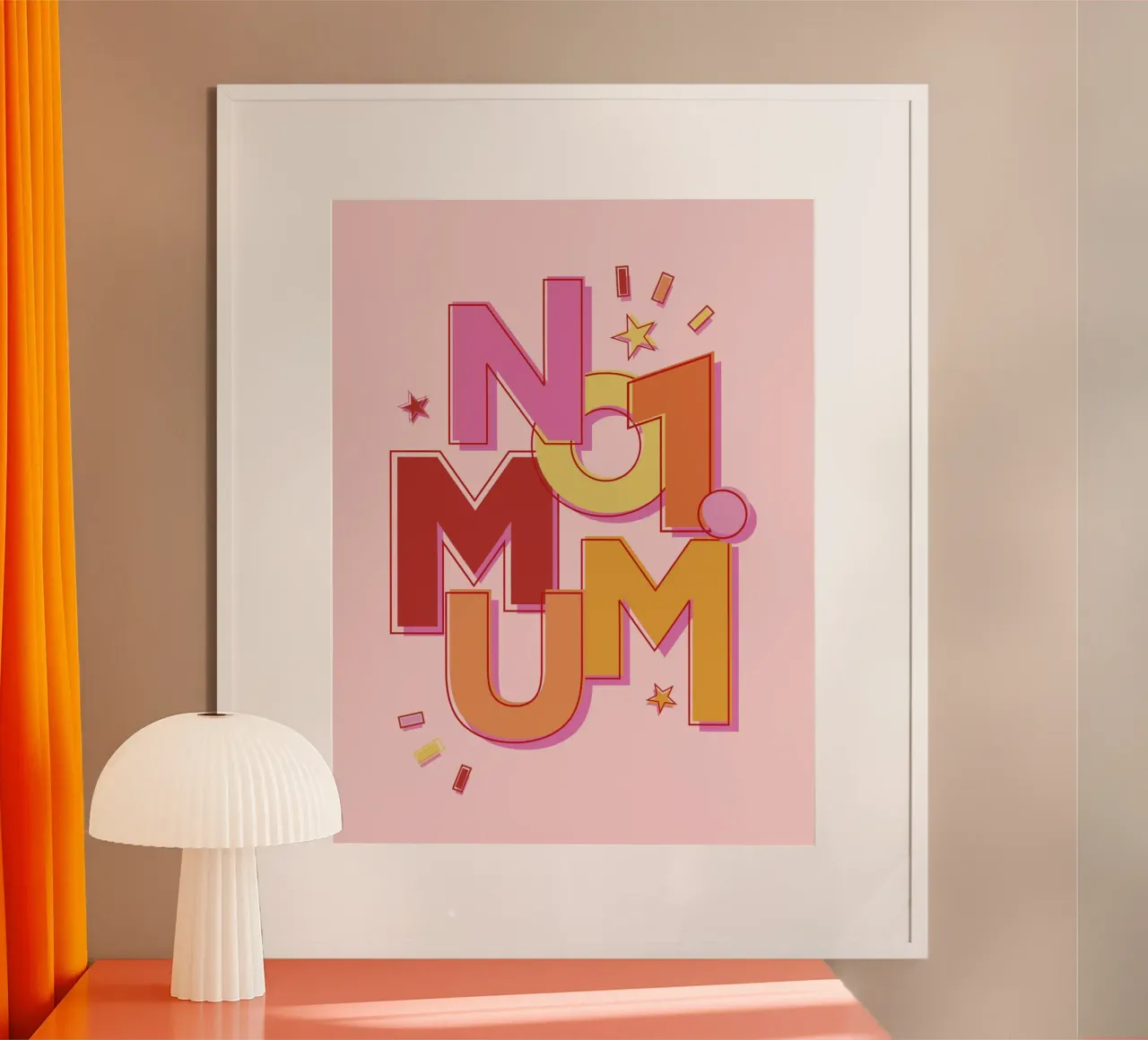 No. 1 Mum Typography Art Print - Mother's Day Gift poster con telaio in alluminio da showmemars