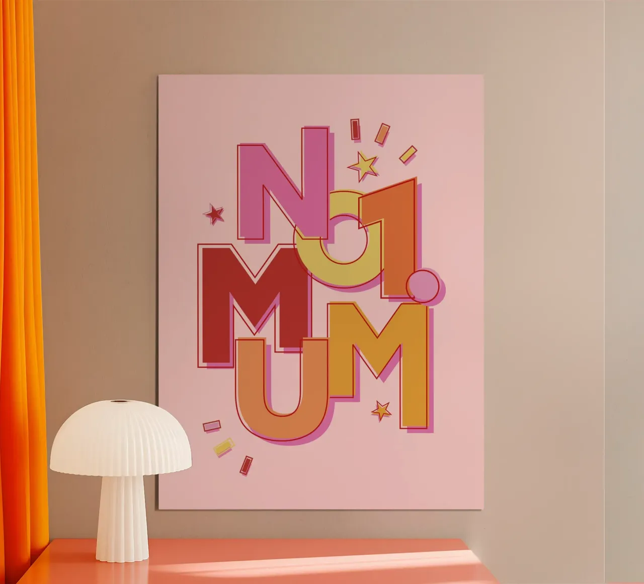 No. 1 Mum Typography Art Print - Mother's Day Gift poster con telaio in alluminio da showmemars
