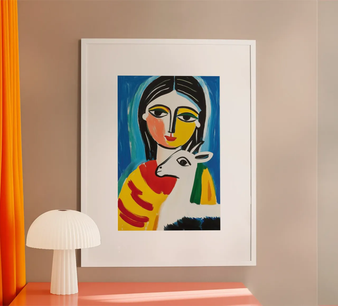 Donna con capretta | Pittura naïf poster da Autofocus
