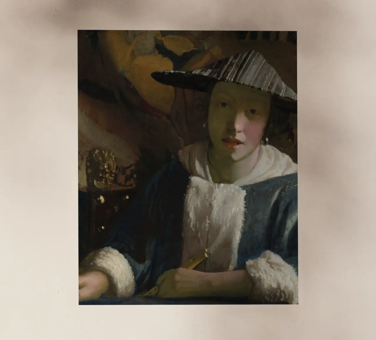 Attribuito a Johannes Vermeer, Ragazza con flauto pellicola backlit da Timeless Artworks