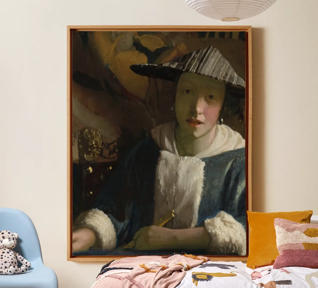 Attributed to Johannes Vermeer, Girl with a Flute canvas by Timeless Artworks