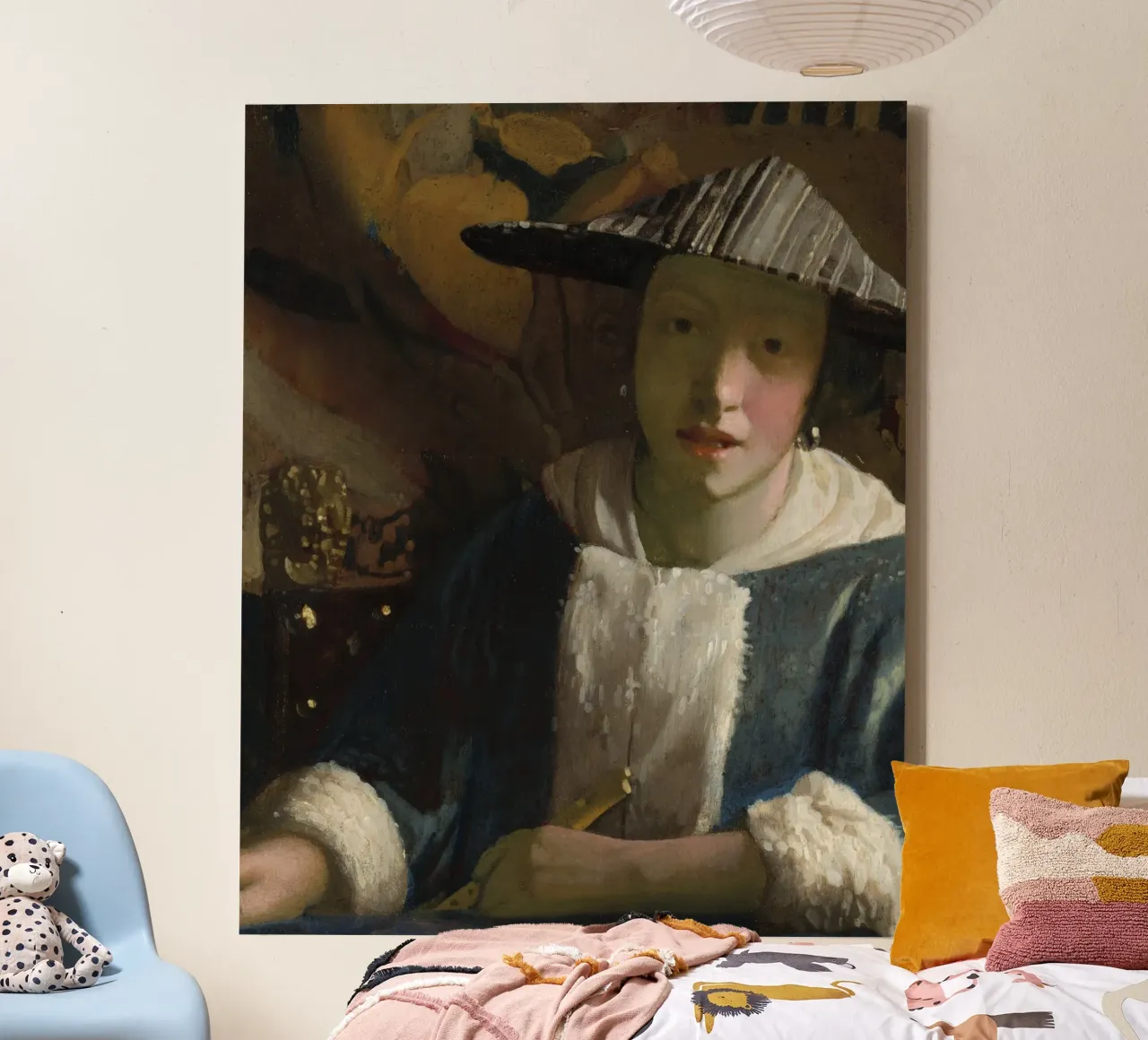 Attributed to Johannes Vermeer, Girl with a Flute canvas by Timeless Artworks