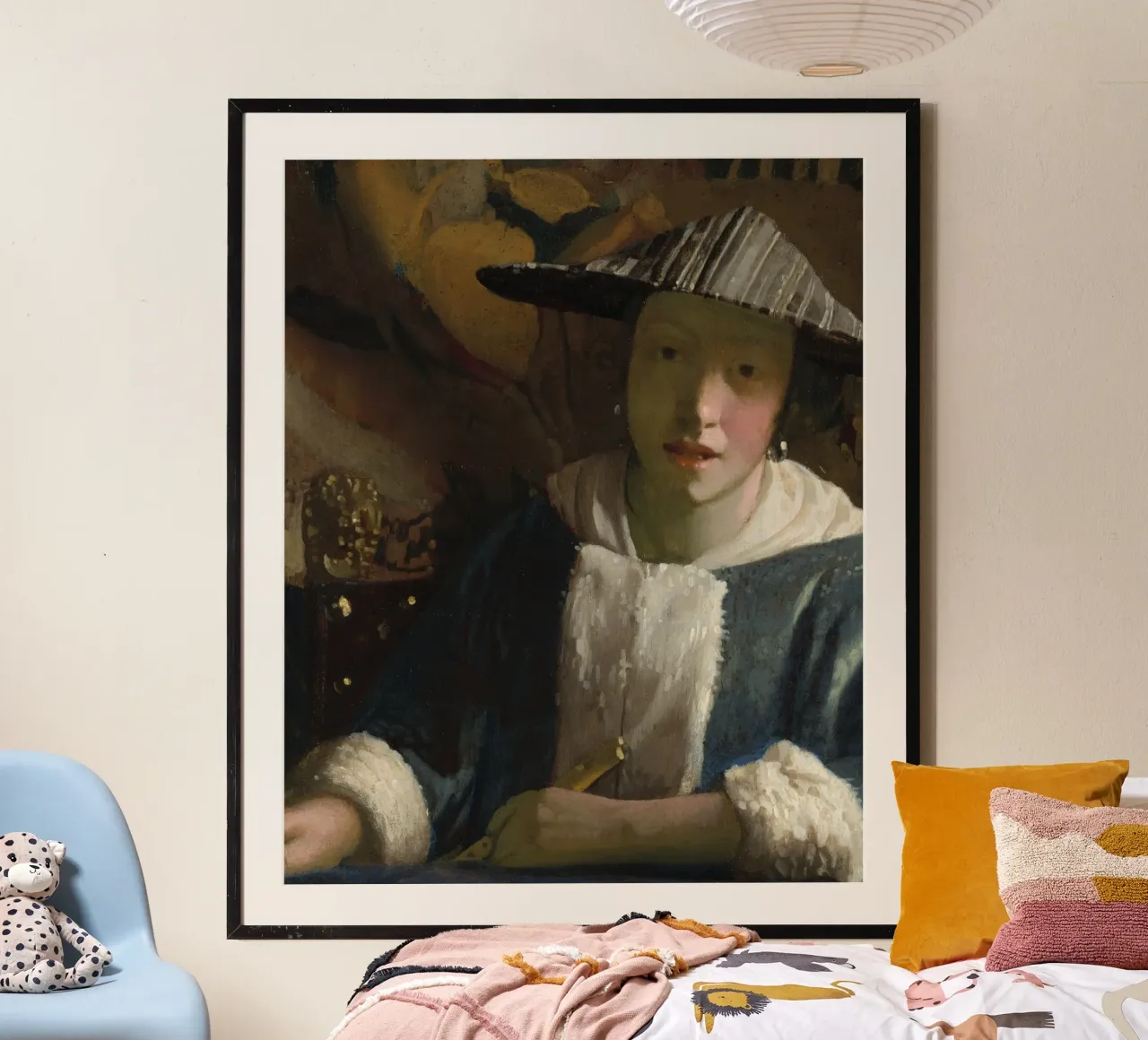 Attribuito a Johannes Vermeer, Ragazza con flauto carta hahnemühle da Timeless Artworks