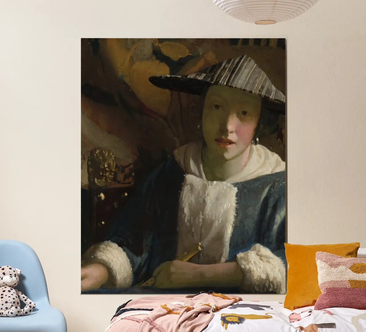 Attribuito a Johannes Vermeer, Ragazza con flauto carta hahnemühle da Timeless Artworks