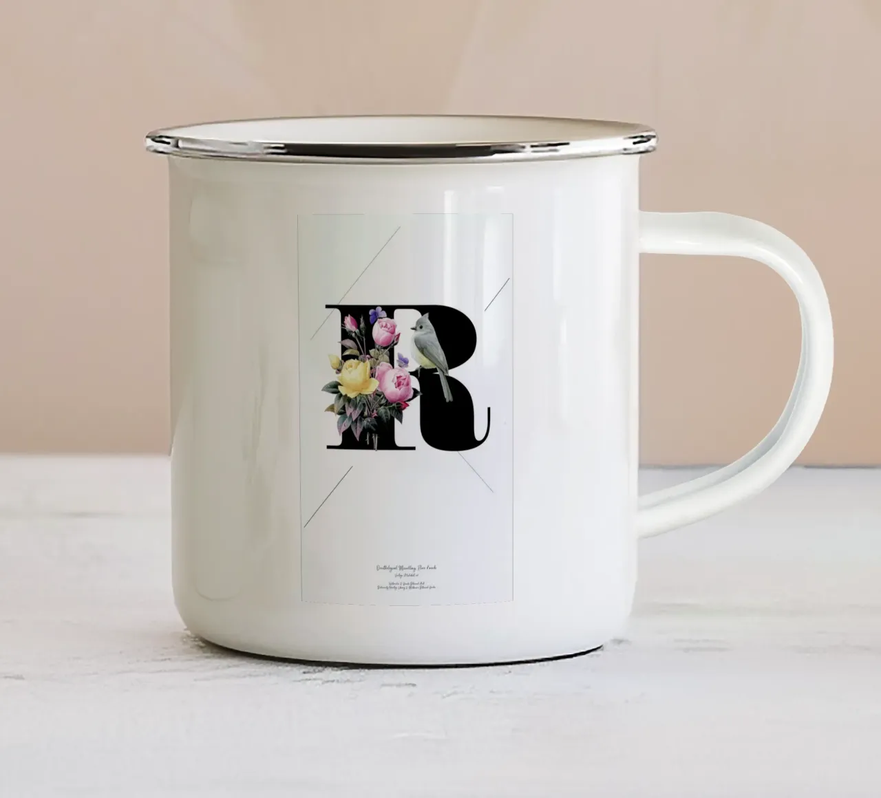 Botanical Alphabet - R enamel mug by Froilein Juno