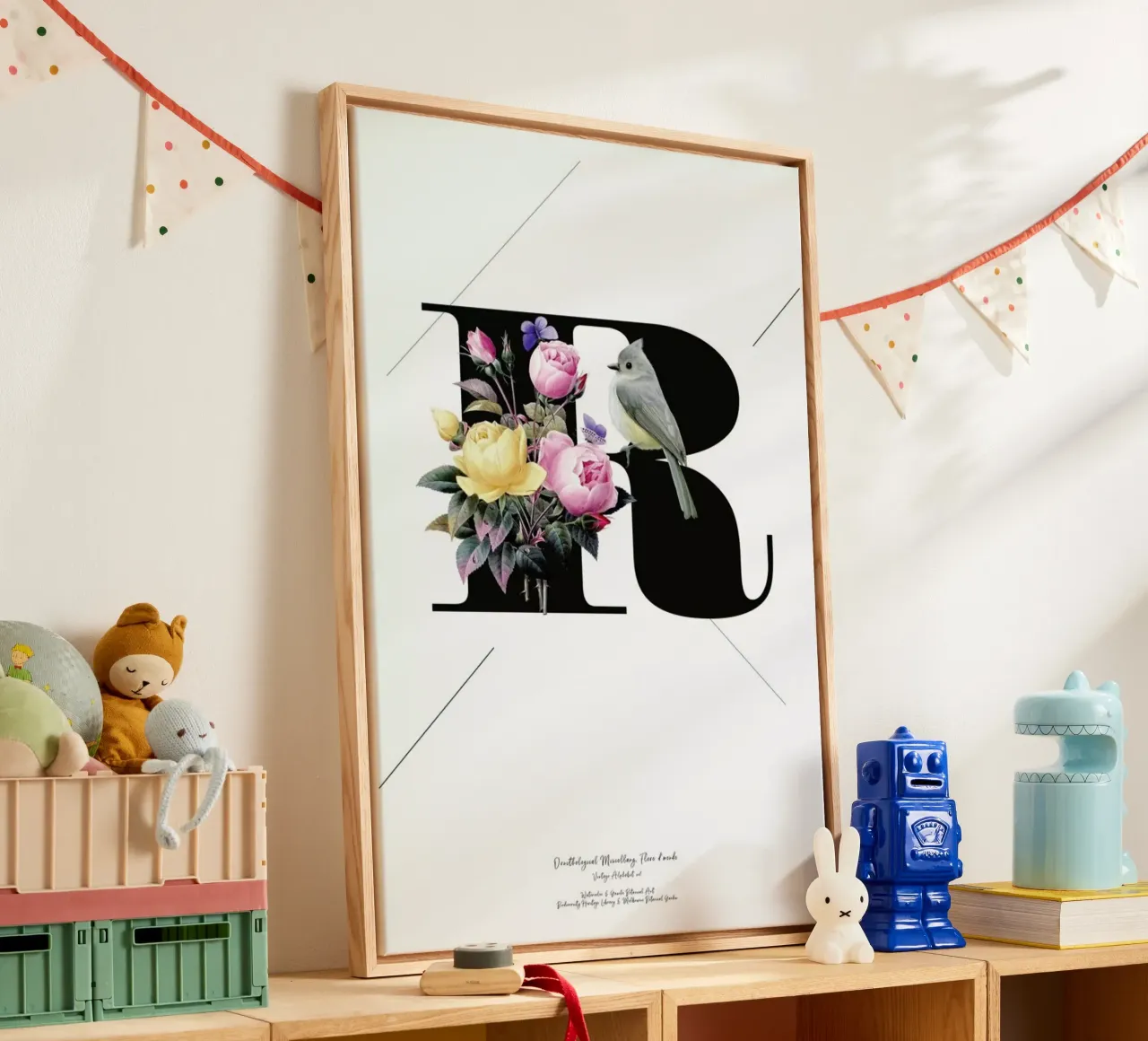 Botanical Alphabet - R tela con Cornice a cassetta da Froilein Juno