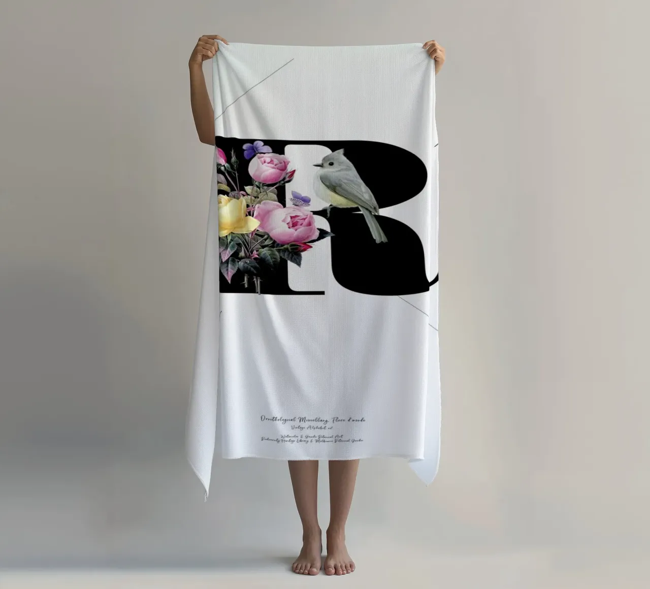 Botanical Alphabet - R beach towel by Froilein Juno