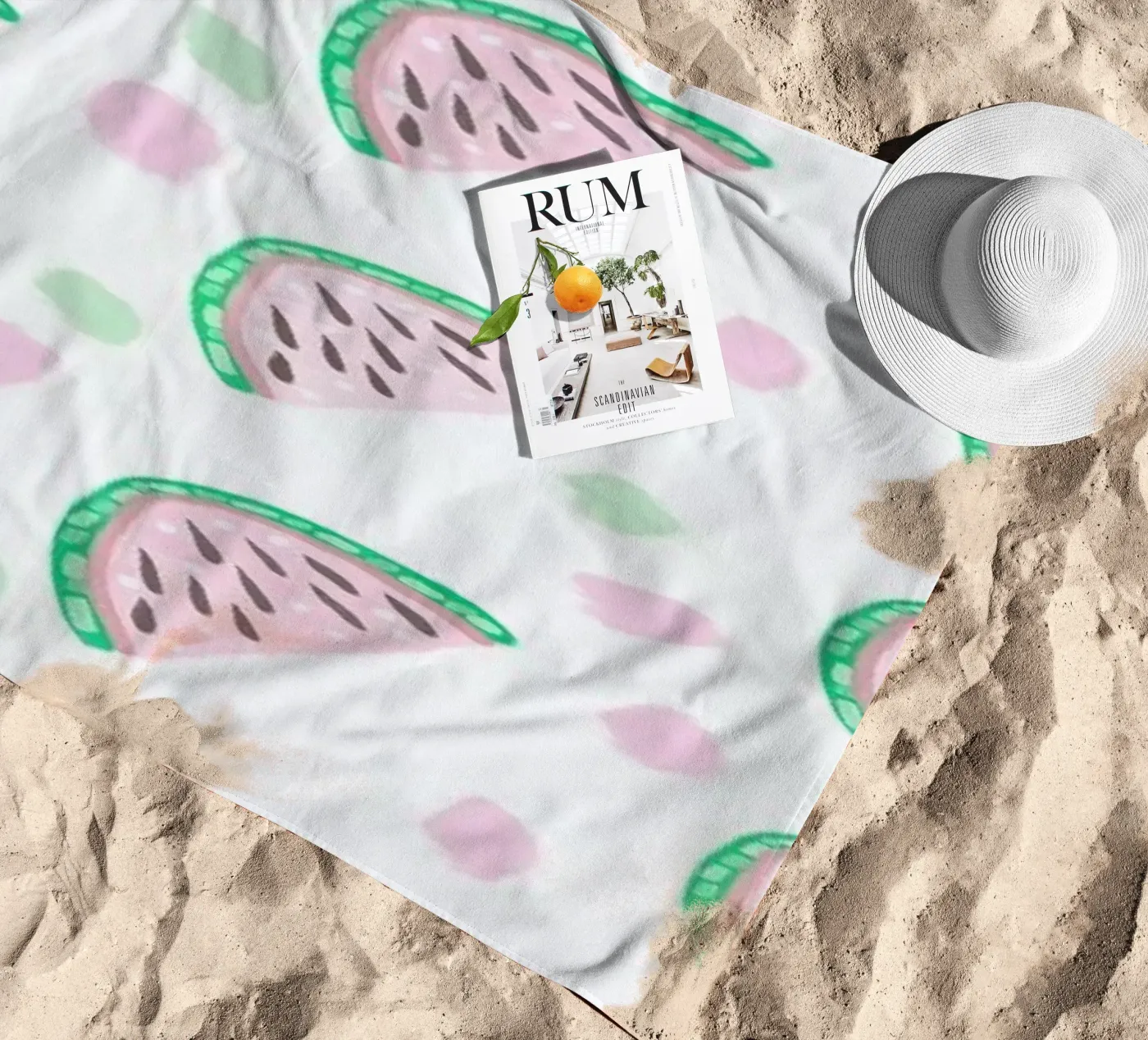 Watermelon Pattern beach towel by Vasare Nar