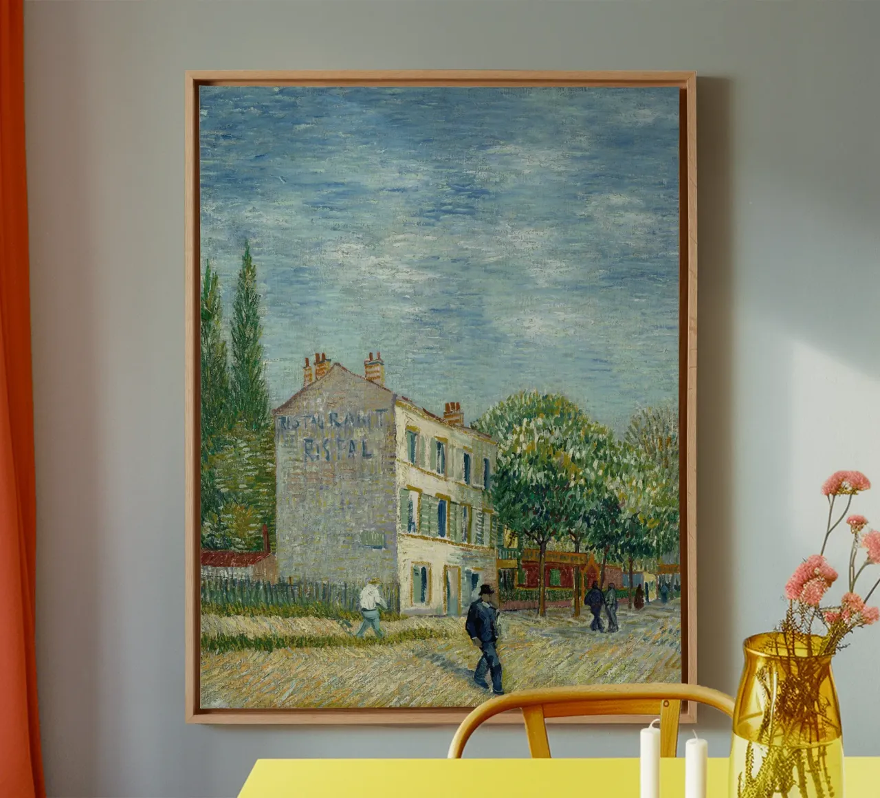 Vincent van Gogh - The restaurant Rispal in Asnieres canvas met Baklijst van Timeless Artworks