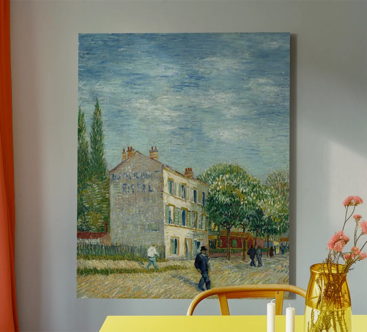 Vincent van Gogh - The restaurant Rispal in Asnieres canvas met Baklijst van Timeless Artworks