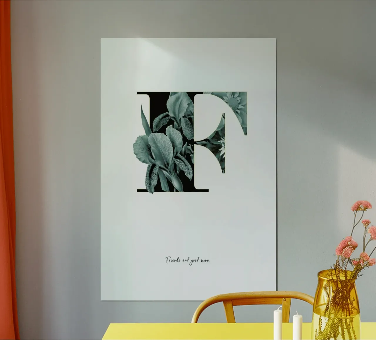 Flower Alphabet - F poster con telaio in legno da Froilein Juno