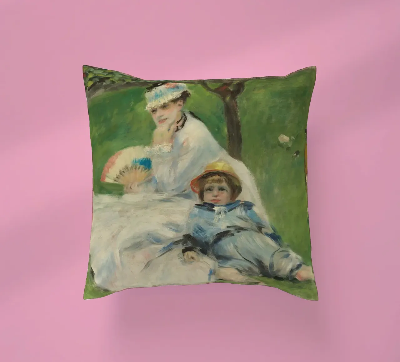 Pierre-Auguste Renoir - Madame Monet e suo figlio cuscino da Timeless Artworks