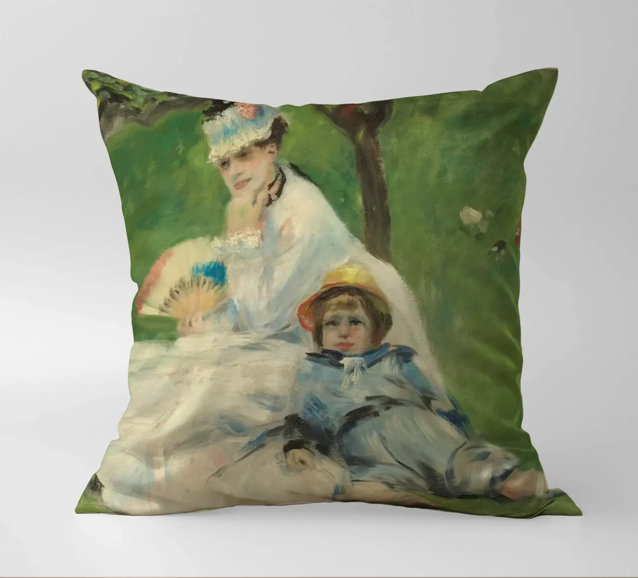 Pierre-Auguste Renoir - Madame Monet e suo figlio cuscino da Timeless Artworks