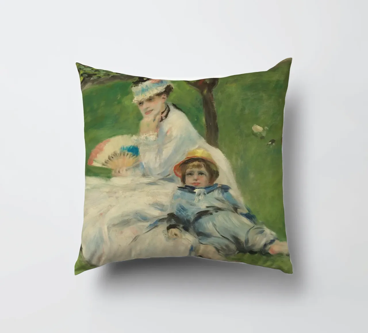 Pierre-Auguste Renoir - Madame Monet e suo figlio cuscino da Timeless Artworks
