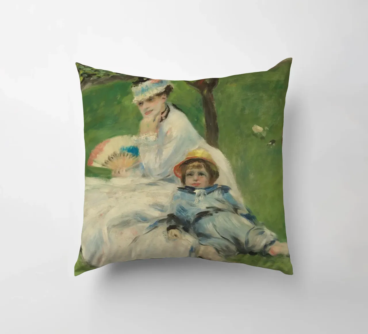 Pierre-Auguste Renoir - Madame Monet e suo figlio cuscino da Timeless Artworks