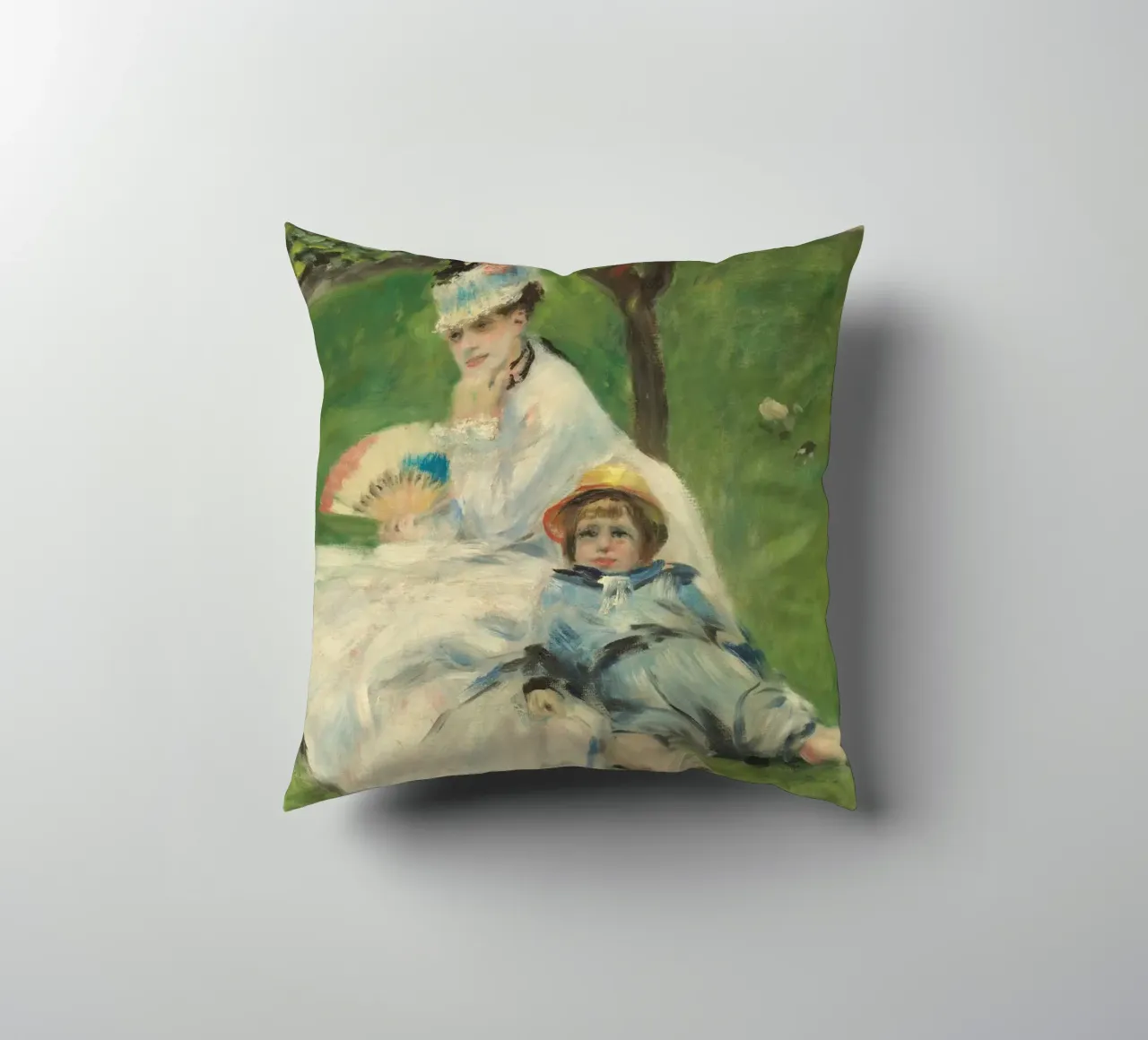Pierre-Auguste Renoir - Madame Monet e suo figlio cuscino da Timeless Artworks